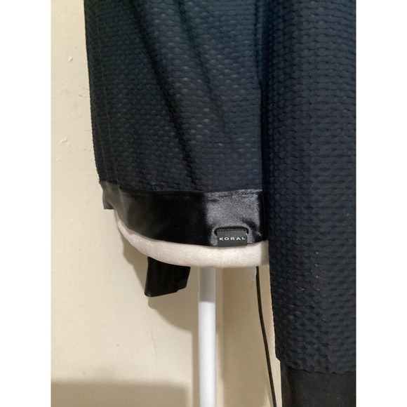 Koral Women Black Honeycomb Mesh Satin Trim Long Sleeve Activewear Top Small - Picture 3 of 8